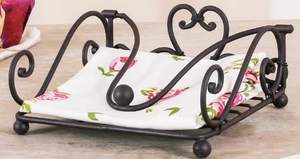 Porte-serviettes en fer forgé noir, ce qui en fait un excellent ajout à votre décor de cuisine ou de salle à manger. - Product Image 3