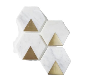 Sous-verre en pierre de café fini en marbre antique lot de 4 pièces sous-verre en marbre de forme ronde pour la décoration de table d'hôtel à la maison - Product Image 5