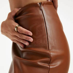 Custom Logo High Quality Genuine Leather Women's <b>Skirt</b> 2024 Styles Soft Loose Fit <b>Summer</b> <b>Long</b> Knitted Fabric Casual Natural - Product Image 4