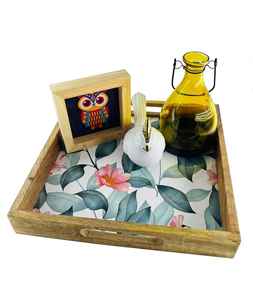 Élégant plateau en bois rectangulaire fait à la main pour la maison et la cuisine pour servir - Product Image 2