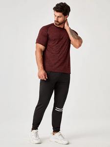 Camiseta deportiva transpirable de LICRA y algodón para hombre, Camiseta deportiva con cuello redondo para gimnasio, Fitness, correr, camiseta de entrenamiento de tela tejida a la venta - Product Image 4