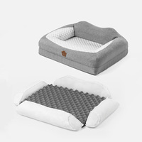 Lit pour chat et chien carré de luxe auto-conçu en tissu rafraîchissant 3D Ice-Bean, avec mousse à mémoire de forme orthopédique, amovible, lavable et portable