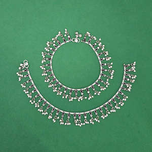 Moti Payal Tobilleras de moda con revestimiento oxidado para mayoristas en India - Product Image 3