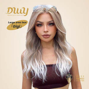 DWY 13x4 Lace Front Glueless Synthetic <b>Wig</b> 20-Inch Water Wave Blonde Gradient High 13x4 Front Glueless Synthetic <b>Wig</b> Transparent - Product Image 1