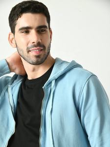 Sweat à capuche printemps pour hommes Poly-Cotton Fleece Full-Zip Hoodie Veste coupe ample de haute qualité Logo en caoutchouc peut être attaché - Product Image 5