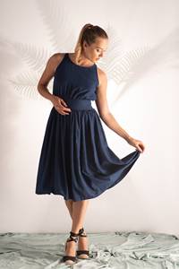 OEM personnalisé été bohème Maxi robe pour les femmes de haute qualité en vrac coton lin pour le bal décoré avec de la dentelle - Product Image 4