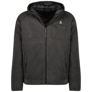 Chaqueta de Forro Polar Tejido Impermeable para Hombre, Diseño Nuevo, con Cierre Completo Bordado, Cuello Alto, Patrón Sólido, con Capucha para Invierno - Product Image 1