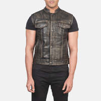 Gilet de motard en peau de mouton marron vieilli Atlas Moto pour homme, logo personnalisé, automne, imperméable, tricoté, polyester, rembourré en coton, quatre saisons