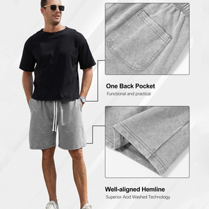 High Quality Custom Men's Heavyweight Cotton Acid Wash <b>Shorts</b> Streetwear Oversized Vintage Grey Sweat <b>Shorts</b> for Men <b>Shorts</b> - Product Image 4