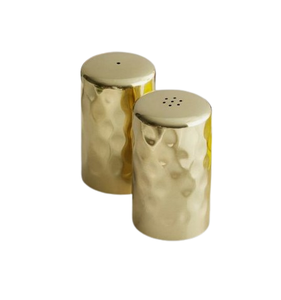 Alta Venta de mesa de acero inoxidable martillado oro acabado Metal condimento salero pimentero Salero y pimentero - Product Image 1