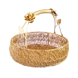 Tabletop Decorative Wire <b>Basket</b> Gold Color Handmade Classic Design <b>Storage</b> <b>Basket</b> Use for Home and Hotel Decor - Product Image 1