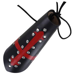 Brassard en cuir médiéval à lacets fabriqué à la main avec logo personnalisé Holy Warrior en artisanat du cuir de qualité supérieure noir et rouge - Product Image 5