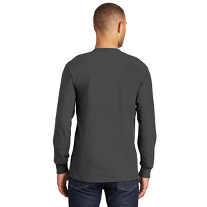 Chemises à manches longues pour hommes T-shirt en coton solide à ourlet incurvé Chemise d'automne pour hommes Streetwear d'entraînement - Product Image 2