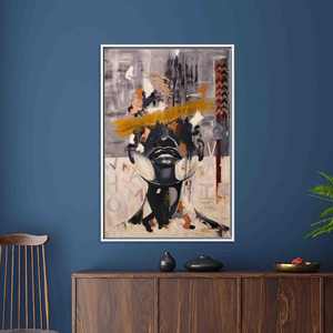 Impression sur toile abstraite moderne pour femme - Décoration murale élégante, cadeau unique, encadré blanc - Product Image 1