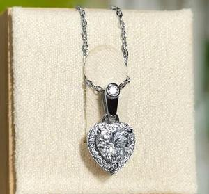 Colgante de diamante de moissanita de Plata de Ley 925, colgante de diamante de moissanita en forma de corazón, colgante de diamante de joyería de Hip Hop - Product Image 2