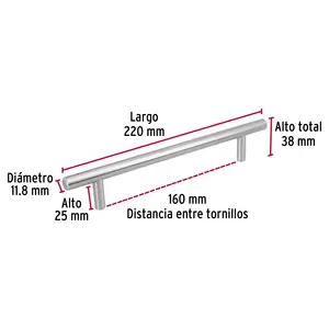 Hermex 160mm Caja de 12 cilindros de acero Línea de níquel Tiradores y perillas de puertas para armarios de dormitorio Tocador Armarios - Product Image 3