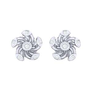 Boucles d'oreilles clous florales plaquées or 18 carats certifiées GIA avec 12 diamants véritables (0,07 ct au total) et zircon pour fiançailles - Product Image 5