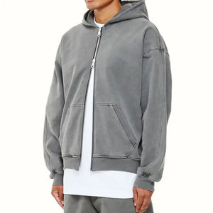 ผู้ชายผ้าฝ้าย 100% โลโก้ที่กําหนดเองวางไหล่Hoodiesเสื้อสเวตเตอร์มีฮู้ดเสื้อสวมหัวขนาดใหญ่เฮฟวี่เวทคู่Zip-Up Hoodieสําหรับชาย - Product Image 2