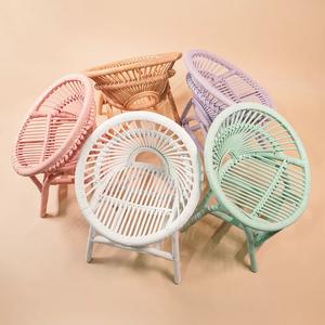 Top Quality Luxury Rattan <b>Dining</b> Room Decor Kid <b>Chair</b> <b>Blue</b> Color Moon Dinner <b>Chairs</b> for Children and Babies Factory Price - Product Image 6