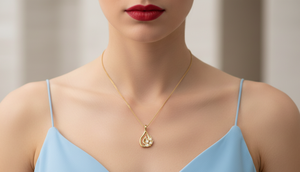 Women's 14K Gold & Natural Dainty Gold Leaf Motif Diamond Pendant - Product Image 6