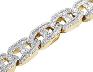 Exclusive 11.1 CT Moissanite Round Baguette Cut Gold Plated Iced Out Hip Hop Bracelet for <b>Men</b> in 925 Sterling <b>Silver</b> - Product Image 3