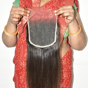 Extensions de cheveux humains bruts en gros pour femmes, cheveux indiens 100% naturels, alignés sur les cuticules, 6*6 HD Closure, traitement noir, vague profonde - Product Image 2