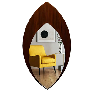 Modern Leaf Design Decorative Wooden Wall <b>Mirror</b> for Home Hotel Washroom Wedding Decorative <b>hanging</b> <b>Mirror</b> - Product Image 2