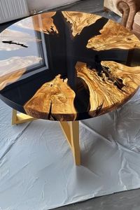 CONTEMPORARY RESIN and WOOD Best Quality Luxury Home Furniture Solid Walnut Wood Restaurant Dining Coffee River Kitchen Epoxy - Product Image 4