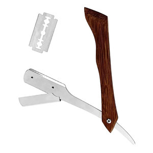Maquinilla de afeitar de borde recto de peluquero más vendida, cuchillo de afeitar con mango de madera de peluquero profesional de acero inoxidable de alta calidad para hombres - Product Image 2