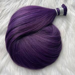 Extensions de cheveux humains vietnamiens en gros Double Drawn Long Smooth Purple Color Bulk Hair - Product Image 5