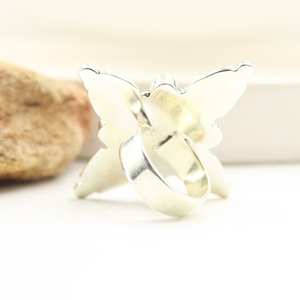 Anillo ajustable de Plata de Ley 925 hecho a mano, Dalia Rosa, Turquesa, corte ovalado, ajuste de bisel, declaración de caballo salvaje, joyería para bodas - Product Image 5