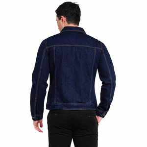 Chaqueta Vaquera Estándar para Hombre con Cuello Alto, Bolsillos Delanteros de Felpa, Recubrimiento Personalizado, Lavado a la Piedra, Transpirable, Servicio OEM, con Botones - Product Image 4