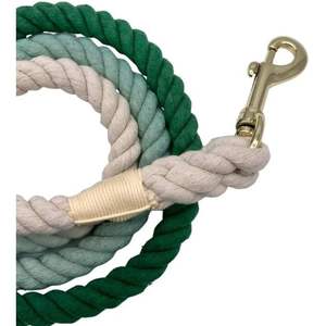 Correa para Perro Hecha a Mano con Cuerda de Algodón Verde Degradado, Diseño Sólido Trenzado, Arnés para Perro Bonito, Material Ecológico para Paseos Caninos - Product Image 3