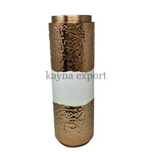 Jarrón de Flores Decorativo para Bodas, Jarrón de Metal de Hierro con Acabado Blanco y Dorado, Jarrón de Pie Único de Dos Tonos, Jarrones de Metal para Decoración de Mesa - Product Image 2