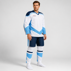 Uniforme de hockey sur glace de haute qualité, uniforme de hockey sur glace personnalisé, maillot et pantalon imprimés, vêtements de sport en polyester, construction respirante - Product Image 5