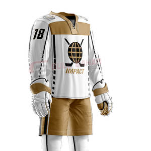 Maillot de hockey sur glace personnalisé avec empiècement d'épaule et logos brodés Uniforme de hockey avec double tricot - Product Image 3