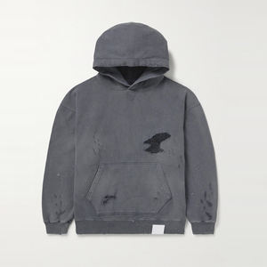 Meilleures ventes Pakistan Made Hommes Distressed Hoodies Hiver Polyester/Coton Polaire Casual Wear Plain Dyed Personnalisable - Product Image 4