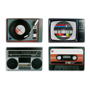 Nostalgic Retro Style HiFi Equipment Placemat Luxury Woven Cotton for <b>Table</b> Eco-Friendly PVC for Restaurants Custom Made Set - Product Image 1