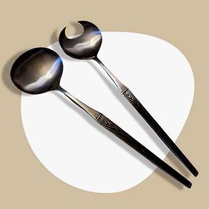 Juego de utensilios de cocina, mango de diseño, servidor de ensaladas de acero inoxidable, servidores de ensaladas decorativas de metal - Product Image 2