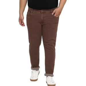 กางเกงยีนส์สไตล์ใหม่ของผู้ชายกางเกงยีนส์ขาดกางเกงยีนส์ขายาวสำหรับผู้ชายกางเกงยีนส์ผ้าเดนิมโอเวอร์ไซส์ย้อมสีน้ำตาลสั่งทำได้ตามต้องการ - Product Image 1