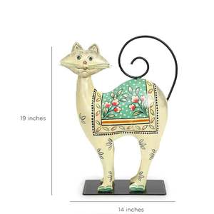 Beige Cat Iron Figurine for Tabletop Home <b>Decor</b> Easy Installation for Living <b>Space</b> Enhancement - Product Image 2