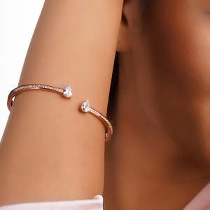 NOVAMART Fine Silverings 925 Sterling <b>Silver</b> Rose Gold <b>Bracelet</b> Beauty in Style Crystal <b>Bangle</b> Wholesale Export - Product Image 1