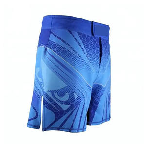 Pantalones cortos de Material de LICRA azul para hombre de alta calidad, banda de cintura elástica con estampado de sublimación, dobladillos abiertos laterales para boxeo marcial MMA - Product Image 2