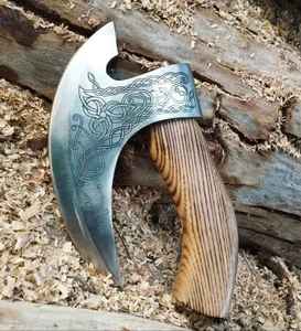 Cortador de Pizza de acero inoxidable hecho a mano personalizado de nuevo estilo hacha vikinga hacha de carbono hacha de Pizza forjada a mano - Product Image 4