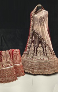 Vêtements et accessoires Velours Lehenga Choli avec broderie pour les occasions festives Porter pour l'approvisionnement mondial - Product Image 5