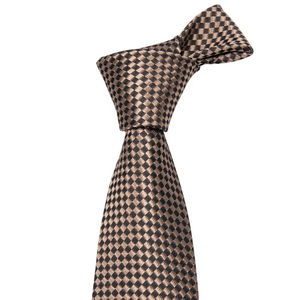 Cravate Classique Décontractée pour Homme 100% Soie, Motif Jacquard Imprimé à Carreaux Noir Cuivre, Idéale pour Costume, Livrée avec Coffret Cadeau - Product Image 2