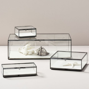 Boîte de rangement en verre avec cadre en métal doré, organisateur élégant et boîte de rangement pour accessoires, boîte à bijoux rectangulaire en finition antique - Product Image 4