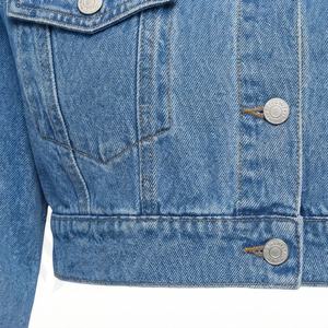 Veste en jean pour femme, unie, teinte unie, décontractée, vêtement d'extérieur d'automne, boutonnée, courte, élégante, streetwear, haut personnalisé - Product Image 5