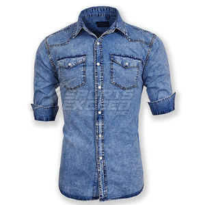 2025 T-shirt en jean bon marché en gros de haute qualité pour hommes chemises en jean personnalisées pour la vente en ligne - Product Image 2