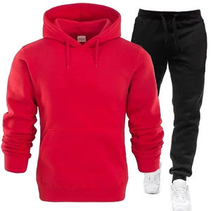 Conjunto de chándal de Jersey de algodón pesado de 450GSM de gran tamaño personalizado para hombres y mujeres Sudadera con capucha de color sólido y pantalones para correr - Product Image 5